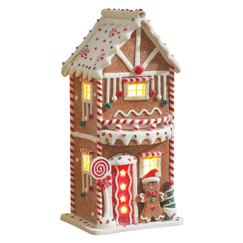 Tall Gingerbread House with Gingerbread Man - 29cm