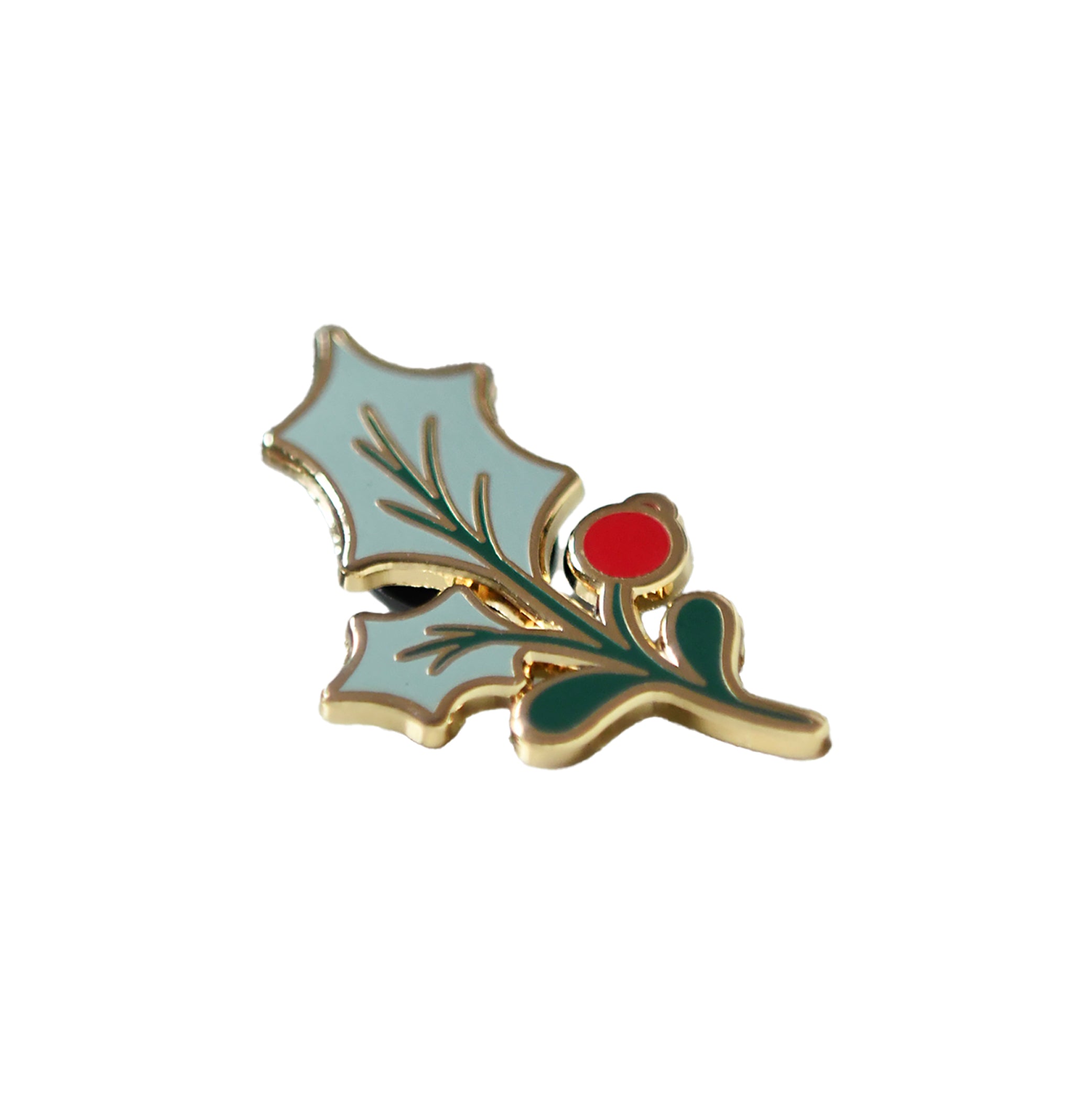 Holly Leaf Enamel Pin Badge Festive Elegance – The Christmas