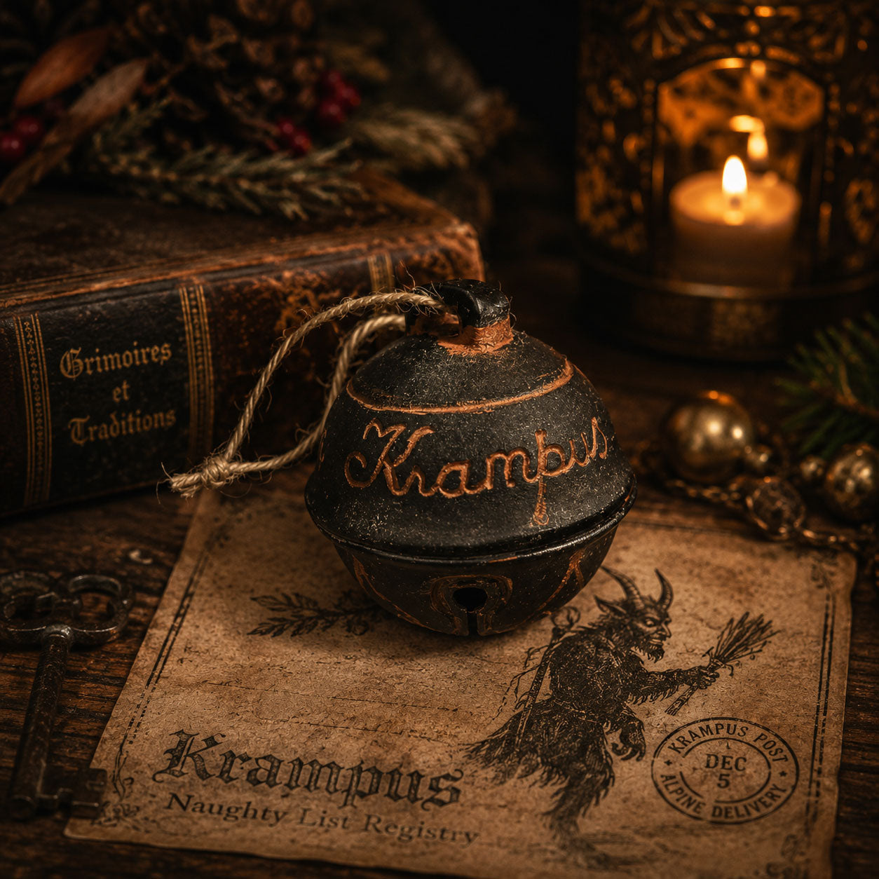 Krampus Bell Replica from the Movie – Hand Painted Resin Christmas