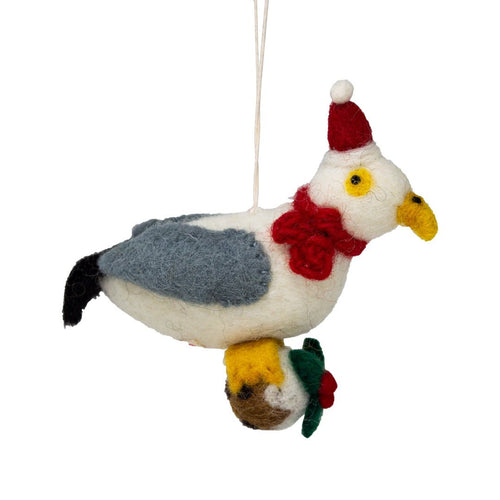 Felt Seagull & Pudding Christmas Tree Decoration - The Christmas Imaginarium