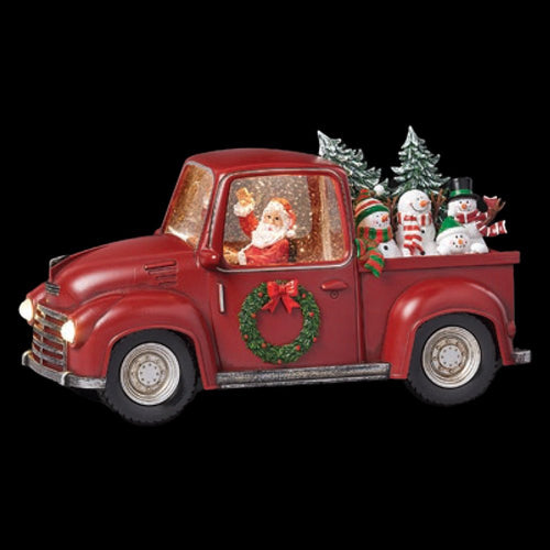 Light Up Swirl Santa Driving Truck with Snowmen Water Spinner - The Christmas Imaginarium