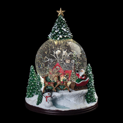 Light Up Swirling Christmas Tree Village Snow Globe - The Christmas Imaginarium