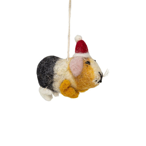 Mini Felt Guinea Pig Christmas Tree Decoration - The Christmas Imaginarium