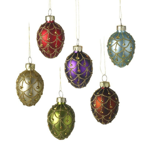 Set of 6 Glass Vintage Style Egg Christmas Tree Decorations - The Christmas Imaginarium