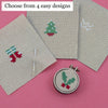 Christmas Bauble Jolly Holly cross stitch hoop In A Matchbox