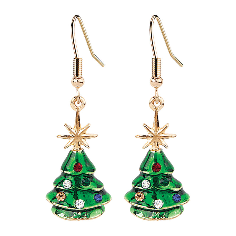 Enamel Christmas Tree Earrings