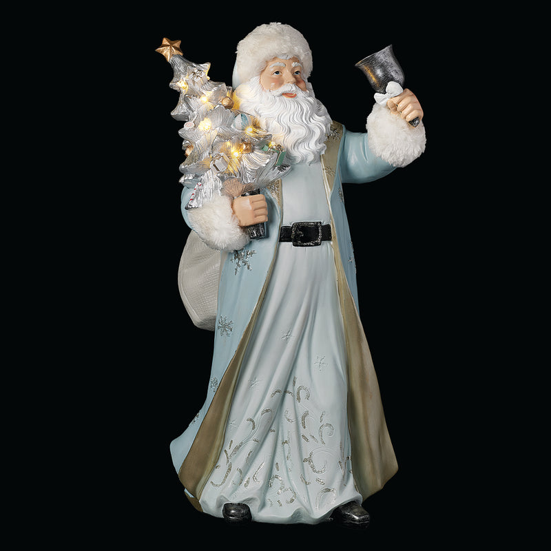 Light Up Light Blue and Silver Santa Claus Figure