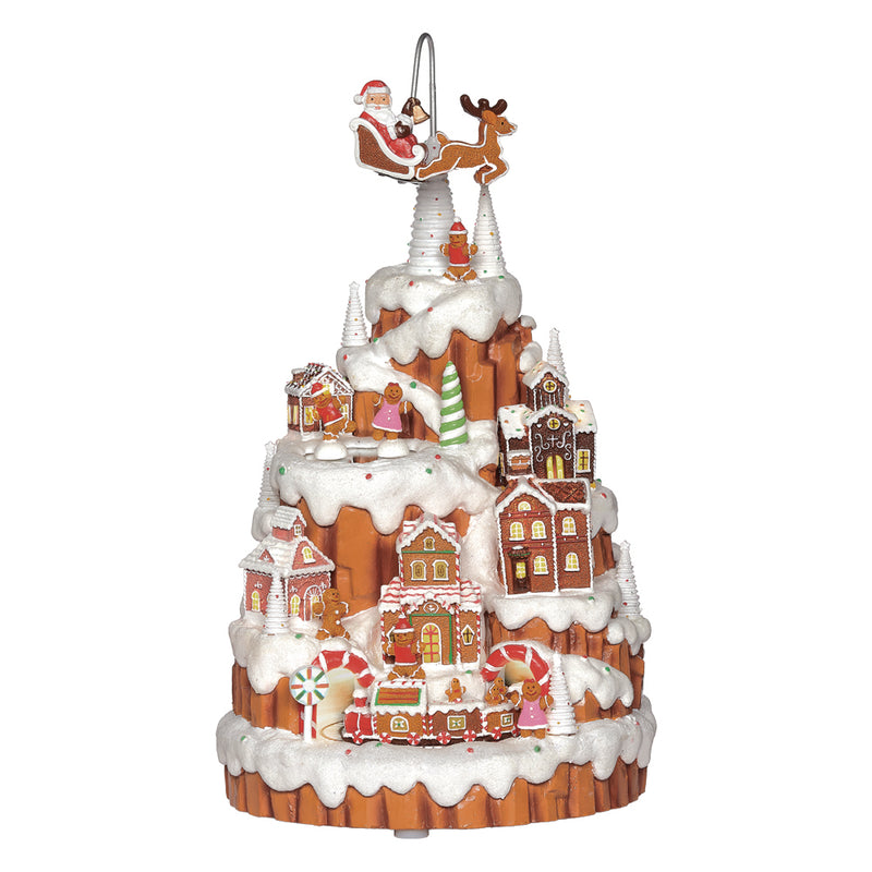 Light Up, Moving, Musical Gingerbread Mountain Village