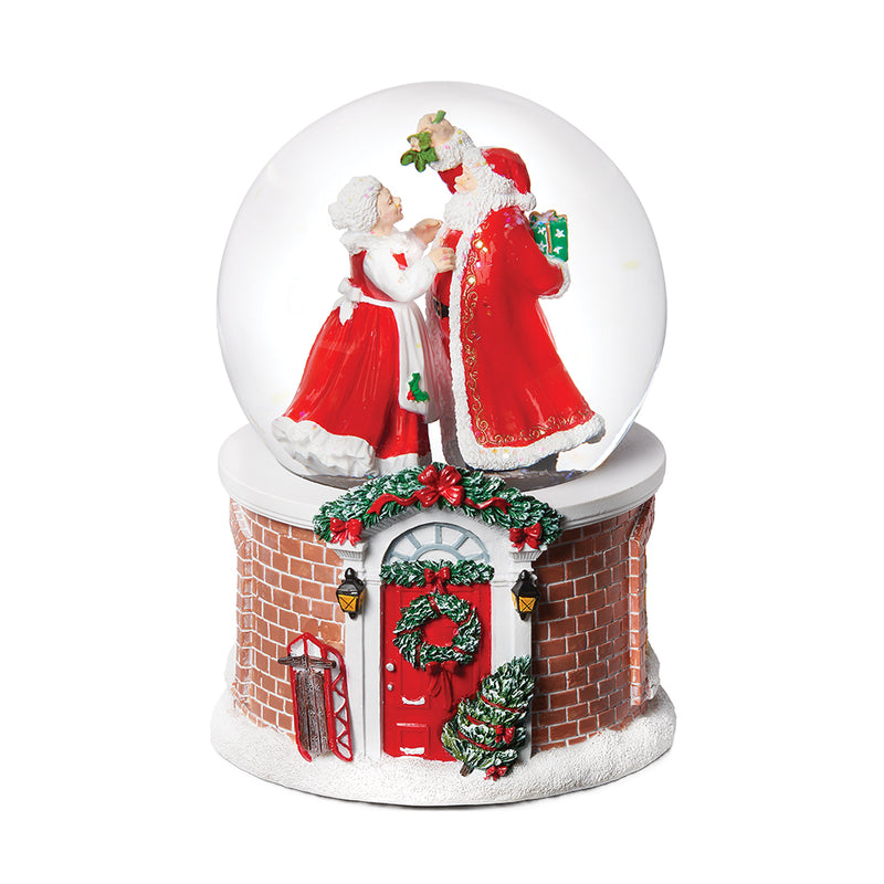 Santa & Mrs Claus Under the Mistletoe Snow Globe (Musical)