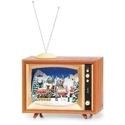 Retro Musical Christmas Santa Train Television Decoration