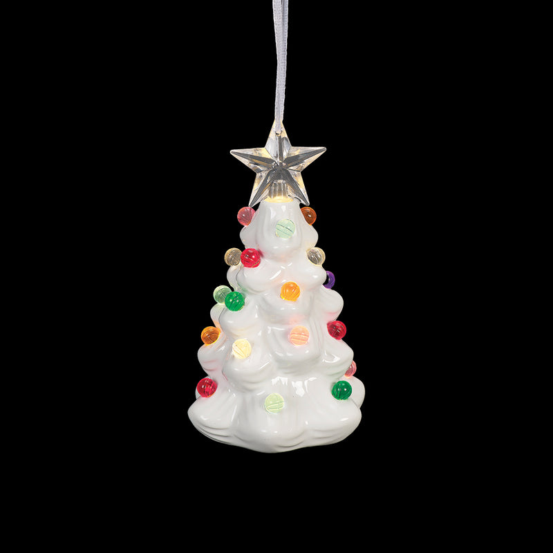 Light Up White Ceramic Christmas Tree Decoration