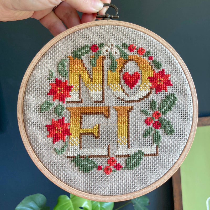 Noel - Four Letter Floral Christmas Cross Stitch Kit