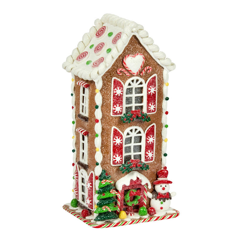 Frosty Gingerbread Candy House – 29 x 14 cm (Light-Up, Battery Operated)