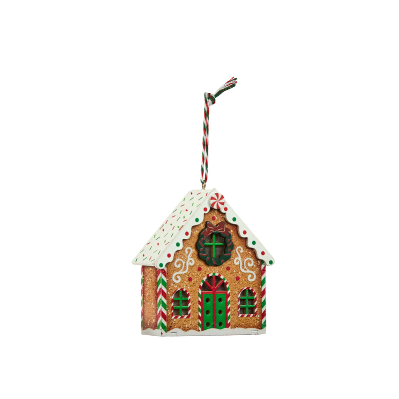 Hanging Light Up Wooden Gingerbread House