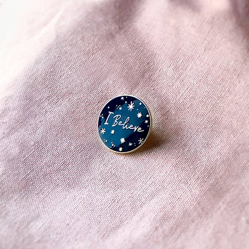 Blue 'I Believe' Enamel Pin Badge