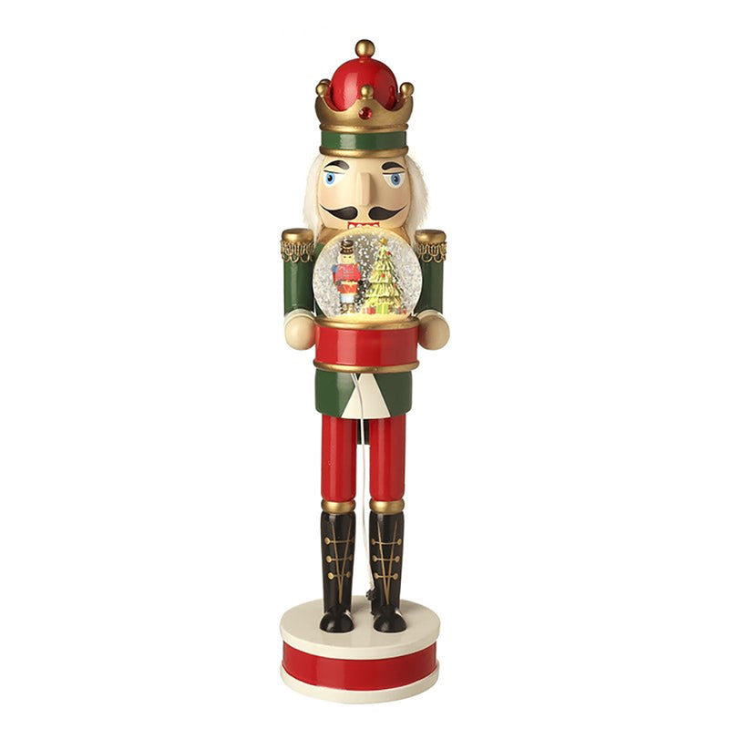 Nutcracker with Red Crown & Snow Globe -41cm