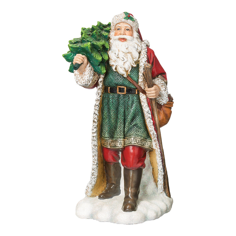 Victorian Santa Figure with Christmas Tree, Staff & Sack - 36cm