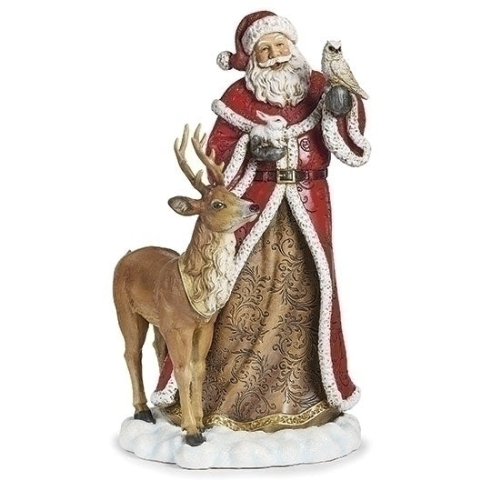 Red Santa With Woodland Animals Resin Figurine – The Christmas Imaginarium