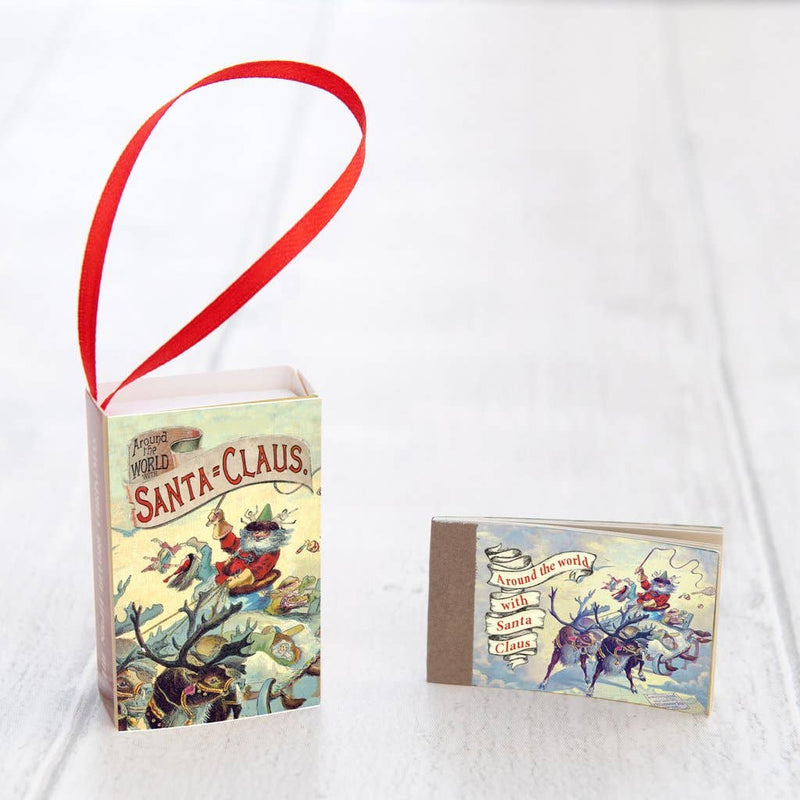 Miniature Book Christmas Tree Decoration Around The World With Santa