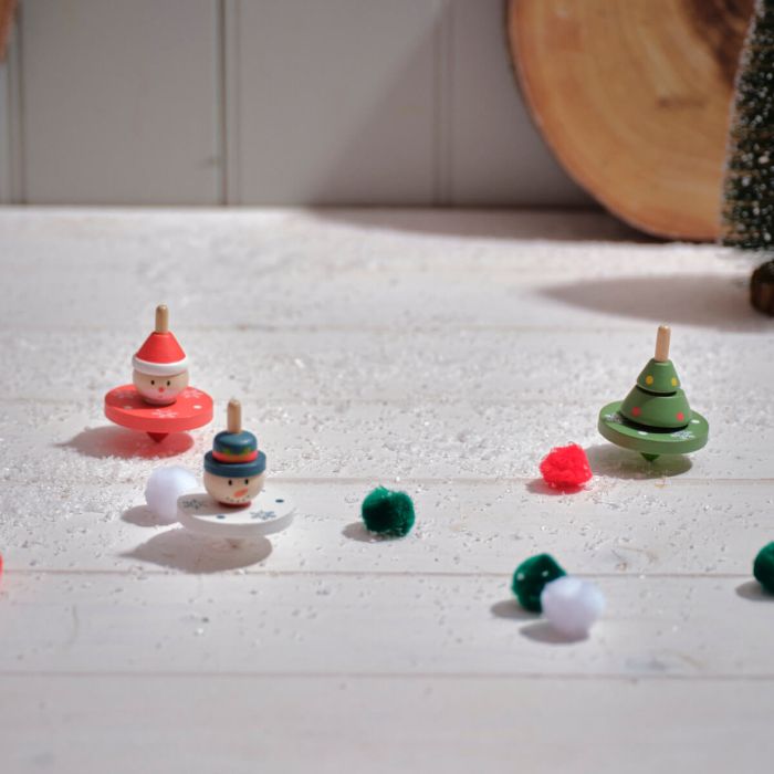 Choice of 3 Little Wooden Spinning Tops