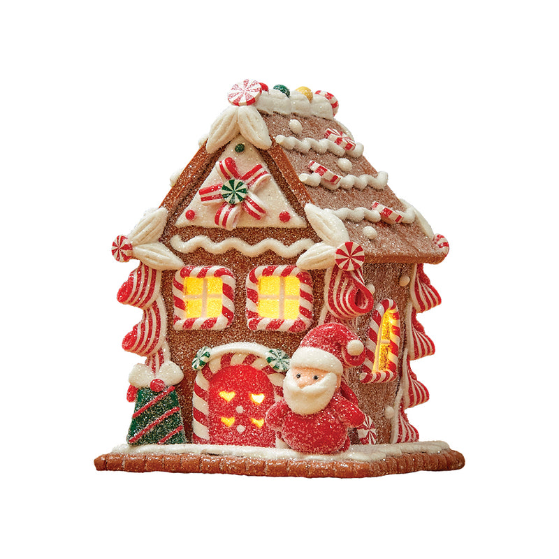 Little Light Up Gingerbread House with Santa - 13cm