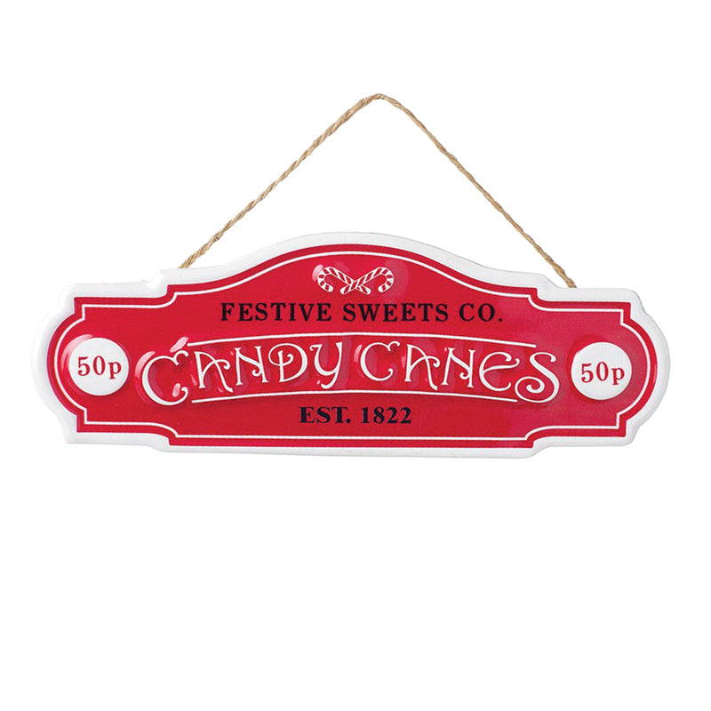 Candy Canes Festive Sweets Co Tin Sign - 17.5cm