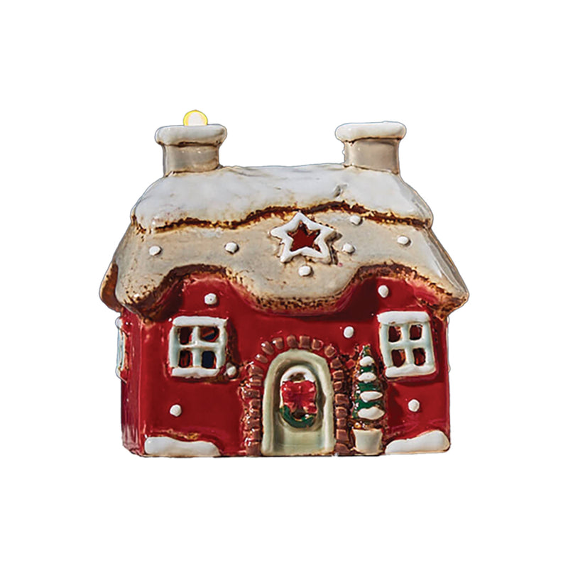 Ceramic Christmas Cottage Tea Light Holders (Choice of 2)