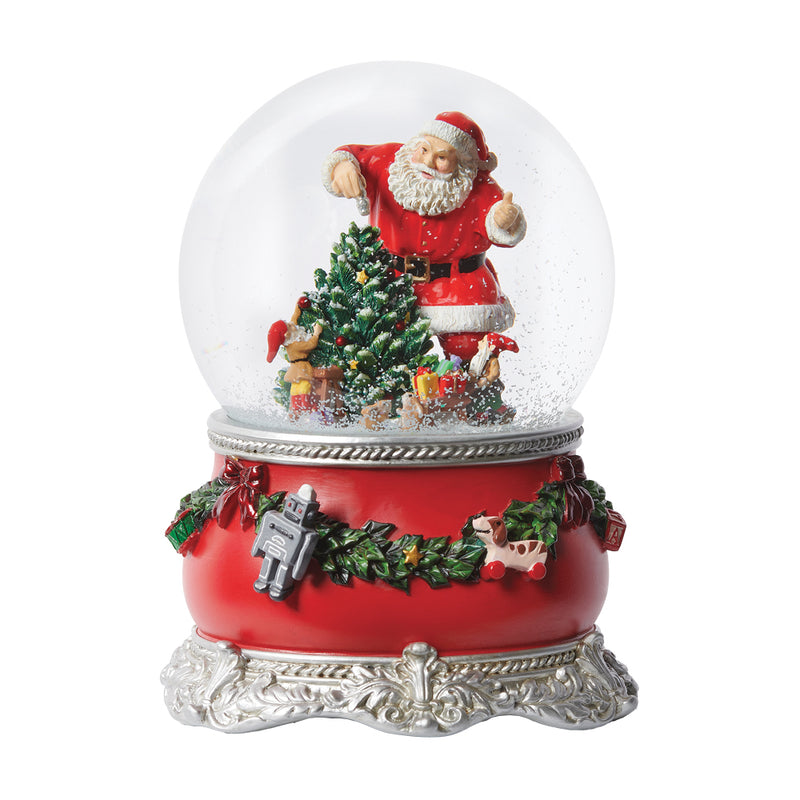 Charming Santa & Elves Snow Globe