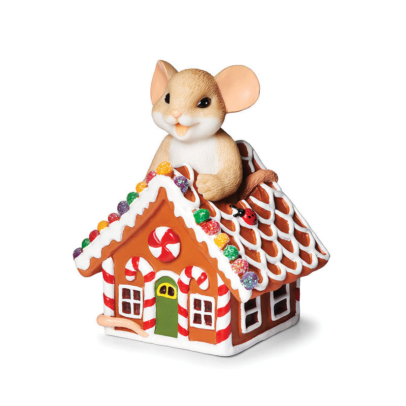 Charming Tails Mouse on Gingerbread House