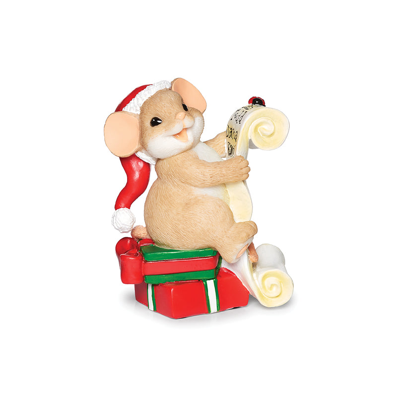 Charming Tails Little Mouse Reading Nice List Figure