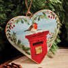Painted Robin Metal Heart Christmas Tree Decoration - Choice of 2 - 10cm