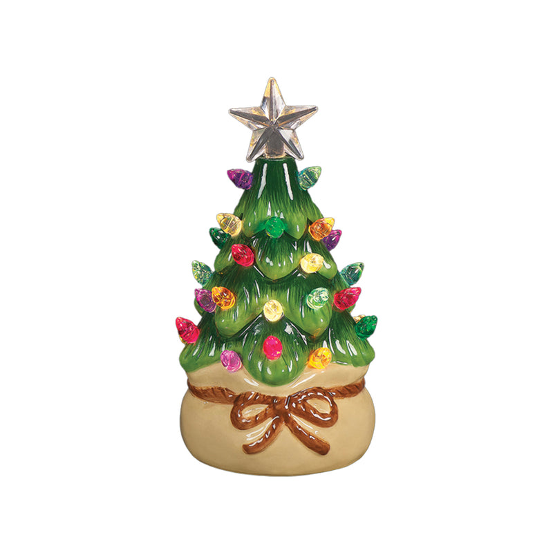 Choice of 3 Little Light Up Retro Green Ceramic Christmas Trees - 12.5cm