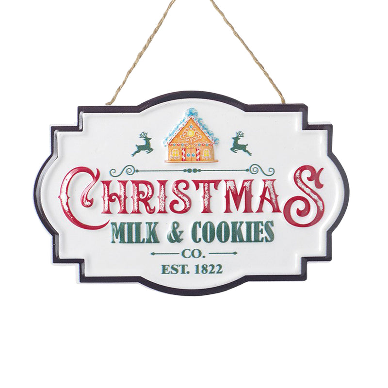 Christmas Milk & Cookies Tin Sign - 13cm