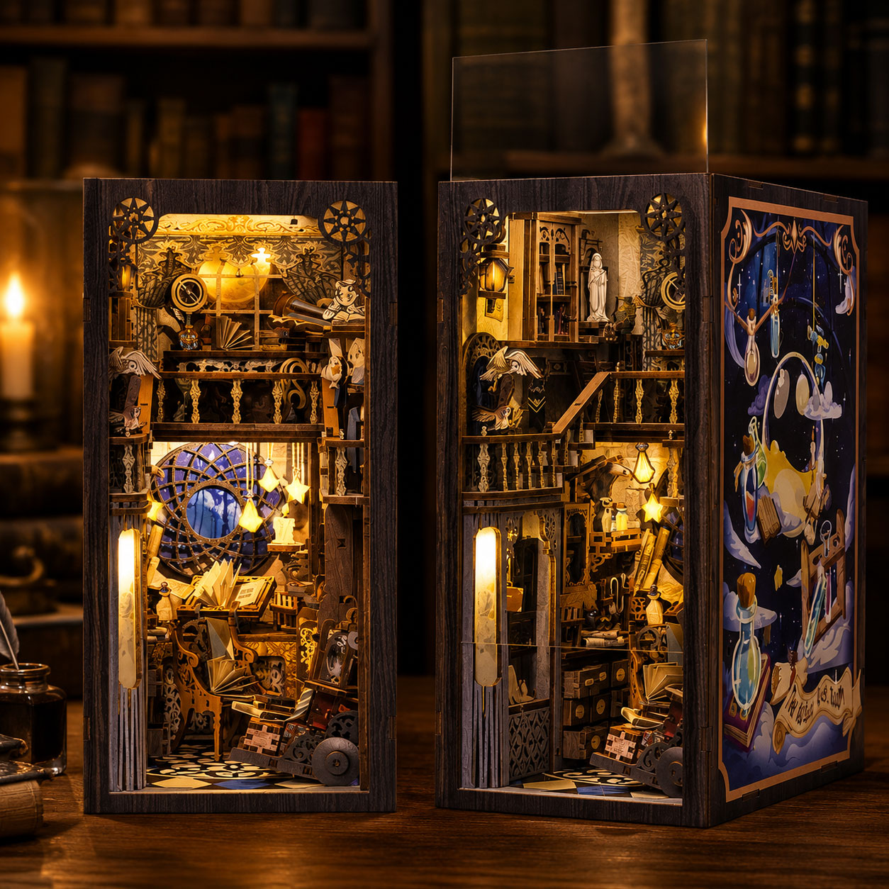 DIY Book Nook Zauberwerkstatt – 3D-Miniaturpuzzle Mit LED-Licht & Staubschutz, Als Deko Fürs Bücherregal, Bausatz Für Erwachsene DIY Book Nook Zauberwerkstatt – 3D-Miniaturpuzzle Mit LED-Licht & Staubschutz, Als Deko Fürs Bücherregal, Bausatz Für Erwachsene