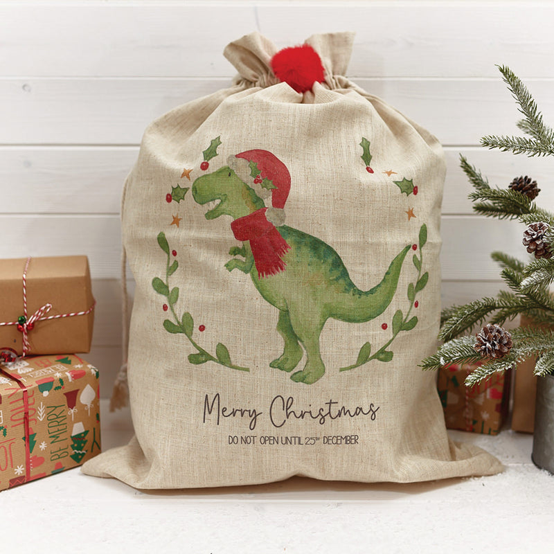 Dinosaur Christmas Present Sack