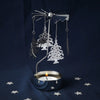 Elegant Silver Christmas Tree Tealight Spinner UK Decor