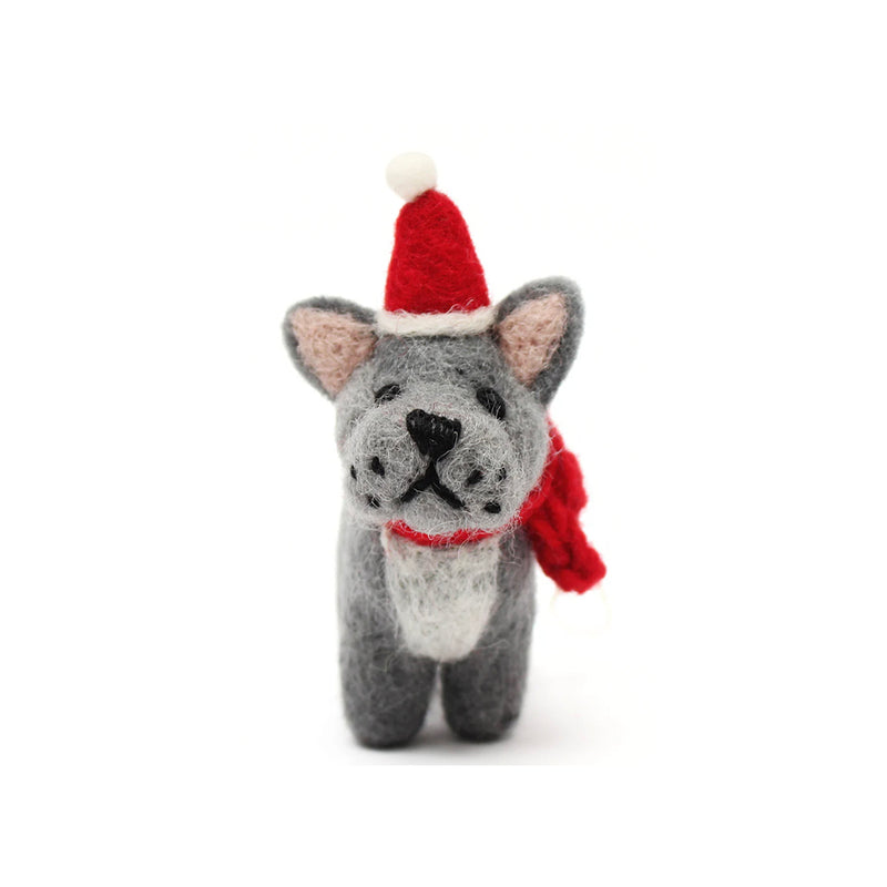 Felt French Bull Dog Christmas Tree Decoration