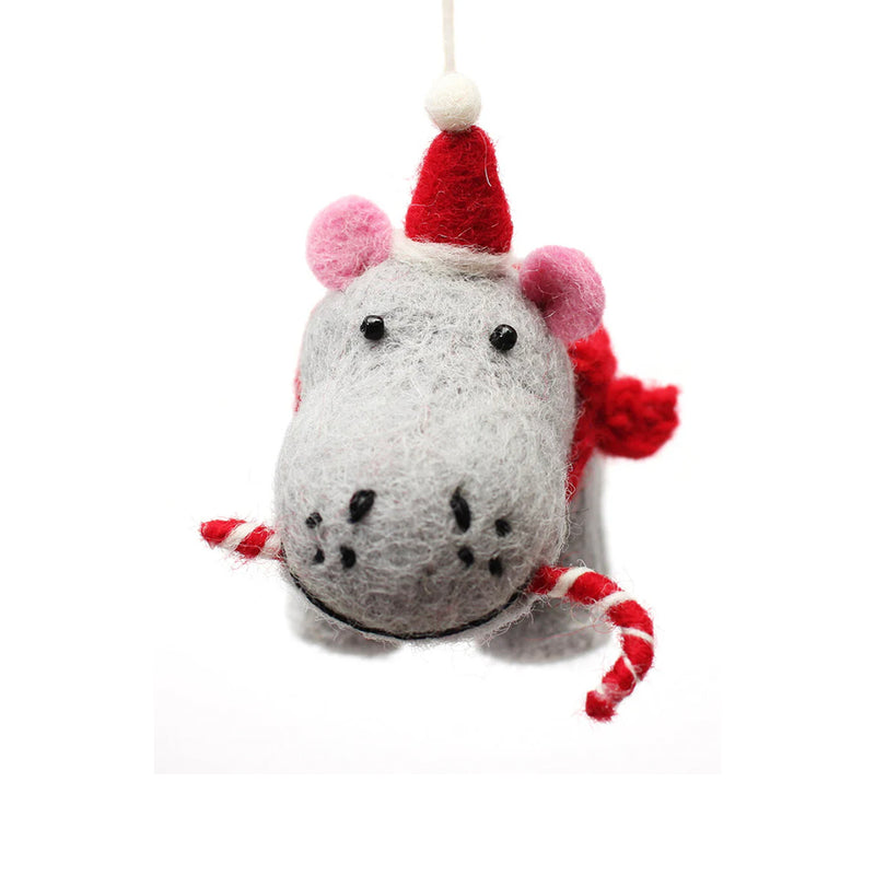 Felt Hippo CHristmas Tree Decoration