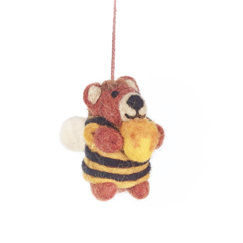 Felt Honey Bear Bee Christmas Tree Decoration