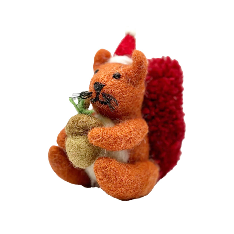 Felt Red Squirrel Acorn & Santa Hat