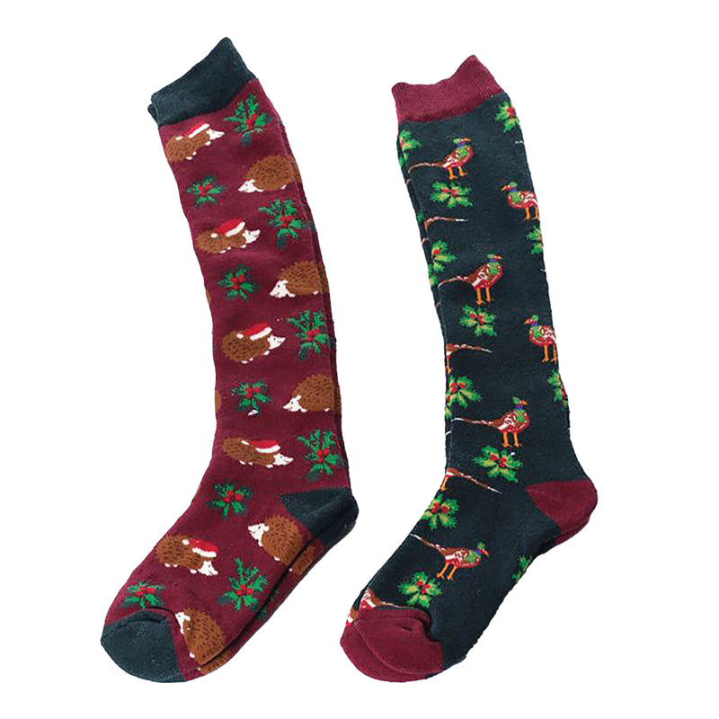 Festive Welly & Garden Socks – Hedgehog & Pheasant Designs