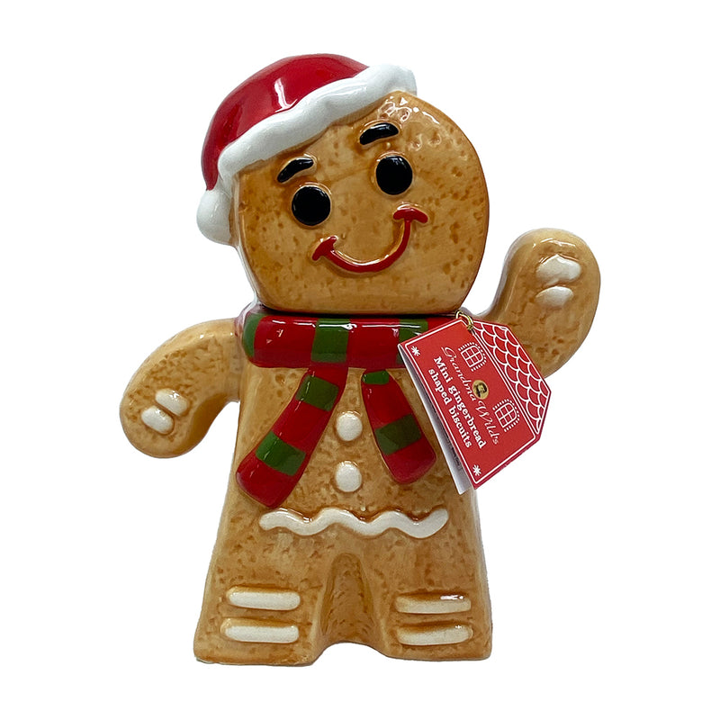 Ceramic Gingerbread Man Jar With Gingerbread Men Biscuits