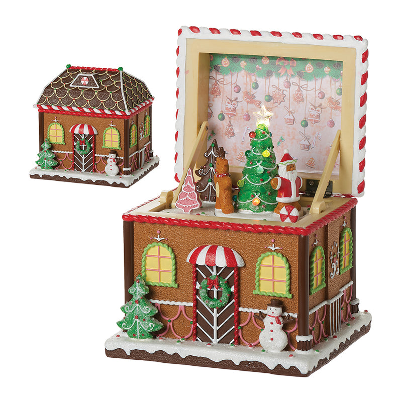 Light Up, Moving, Musical Opening Gingerbread House - 16cm