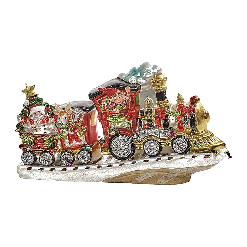 Spectacular Glass Christmas Train & Carriage - 15cm