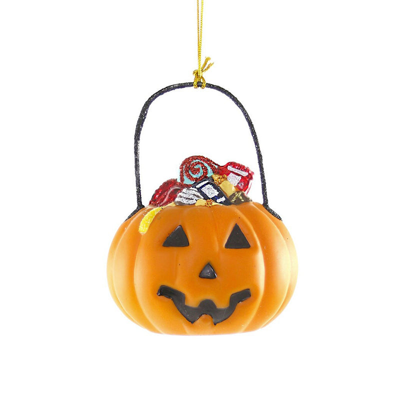 Glass Trick or Treat Pumpkin Christmas Tree Decoration – 8cm Halloween Ornament