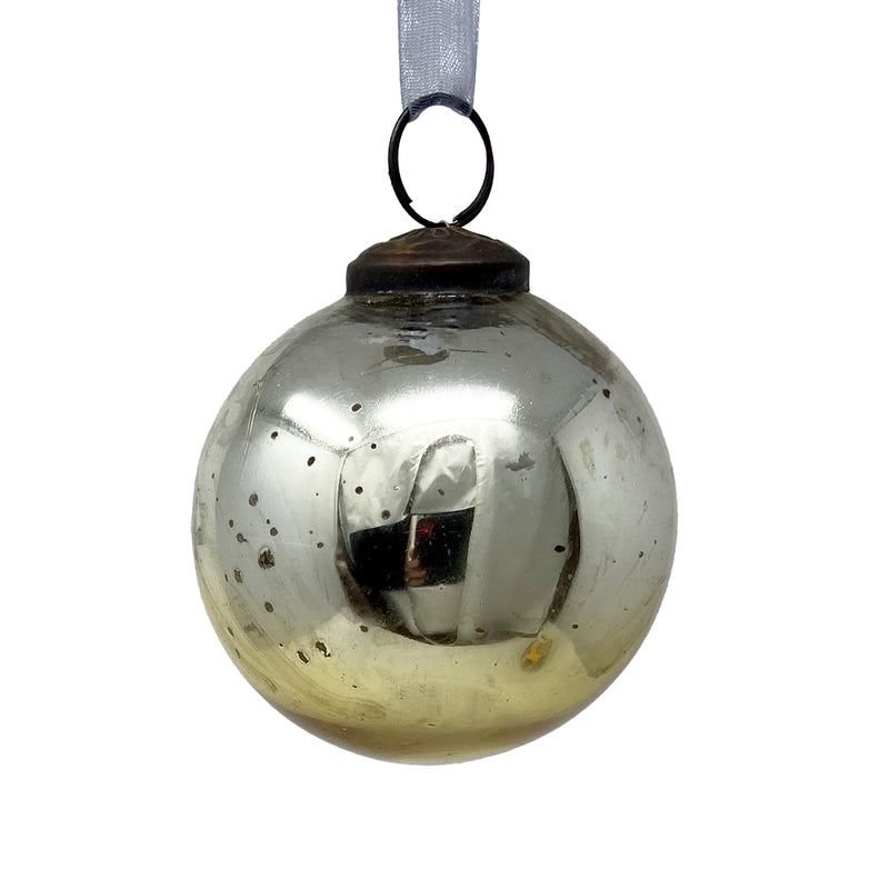 Handmade Large Silver & Gold Ombre Glass Bauble