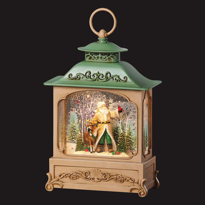 Green & Cream Santa Water Spinner Lantern