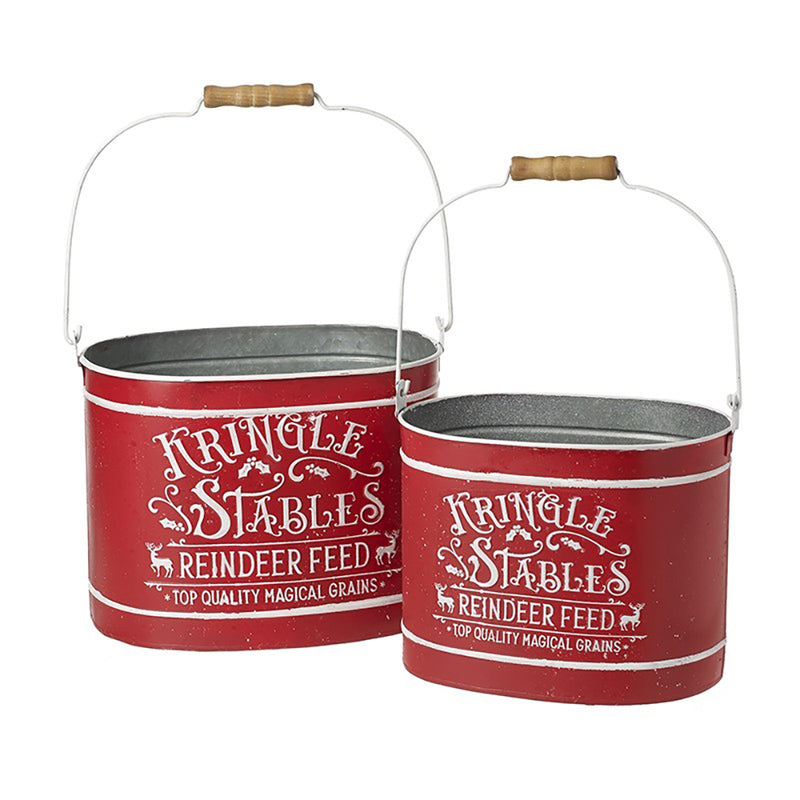 Kringle Stables Metal Buckets – Set of 2
