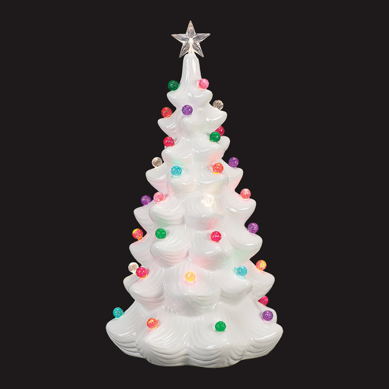 Large Light Up Icing Frosting Ceramic Christmas Tree - 37cm