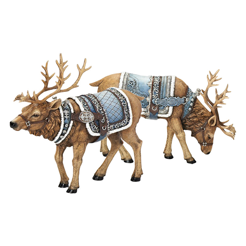 Large Pair of Blue & Silver Magnificent Reindeer (30cm)